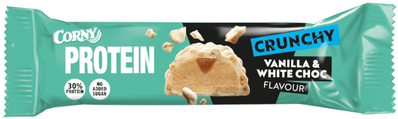 Corny Blanco Protein Barritas Proteicas De Vainilla Con Cobertura Crujiente Chocolate 0% Azúcares Añadidos 45 Gr