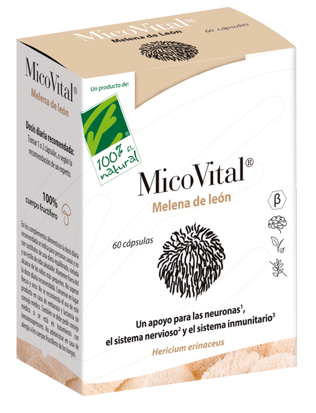 100% Natural MicoVital Melena De León 60 Cápsulas