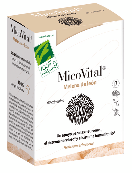 100% Natural MicoVital Melena de León 60 Cápsulas