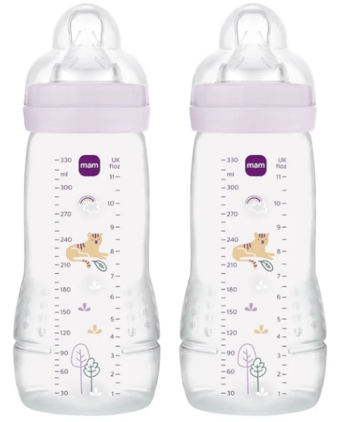 Mam Rosa Biberón Easy Active Flujo Rápido Mate +4M 330 Ml 2 Uds