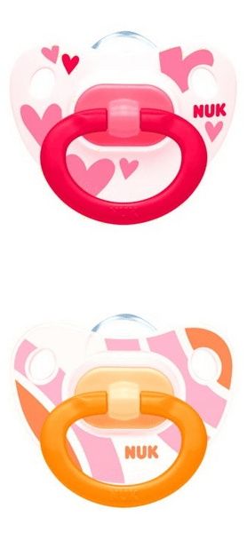 Nuk Chupete Classic Happy Days T2 SIlicona Rojo y Naranja 2 Uds