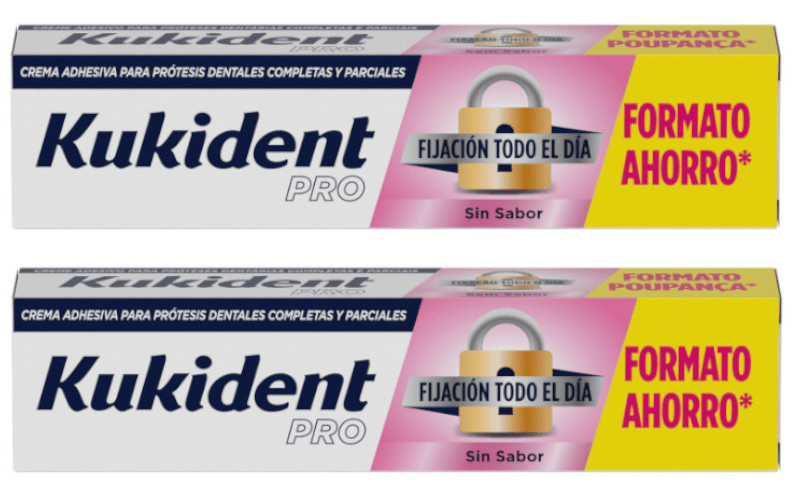 Kukident Pro Fijación Todo el Día Sin Sabor 2x70 gr PACK AHORRO
