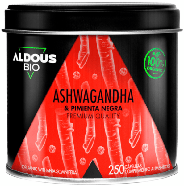 Aldous Bio Ashwagandha con Pimienta Negra Ecológica 250 Cápsulas