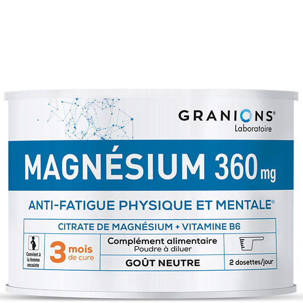 GRANIONS - Citrate de Magnesium + Vitamine B6 - Goût Neutre -Format 3 mois-210g 5