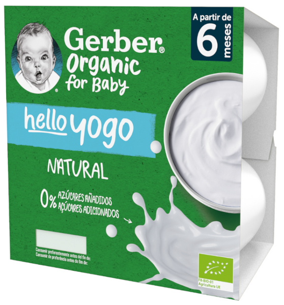 Gerber Organic Hello Yogo Natural +6m 4x90 Gr