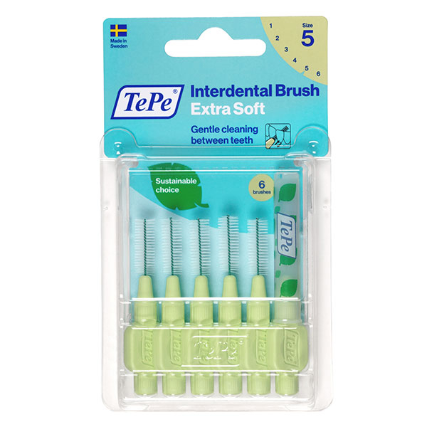Brossette Interdentaire Extra Souple Eco-Responsable Vert Pastel ISO 5 / 0.8mm 6 brossettes