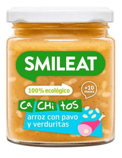 Smileat Tarrito Ecológico Arroz con Pavo y Verduras +10m 230 gr