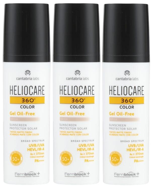 Imagen de Heliocare 360 Gel Oil Free SPF50+ Beige 3x50 ml ☀️ en OfertitasTOP