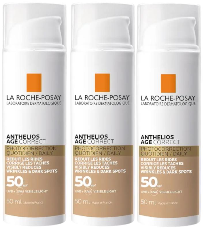 Imagen de La Roche Posay Anthelios Age Correct SPF50 Color 3x50 ml ☀️ en OfertitasTOP