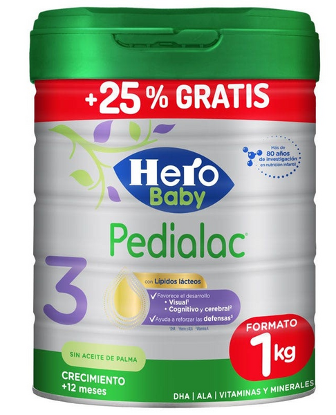 Hero Baby Pedialac 3 Leche Crecimiento 800g + 25% GRATIS