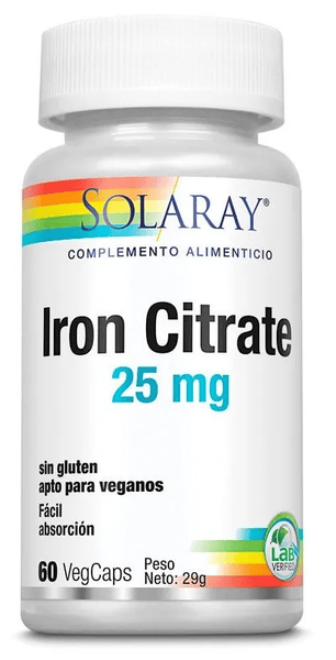 Solaray Iron Citrate 25 Mg 60 Caps - Imagen 2