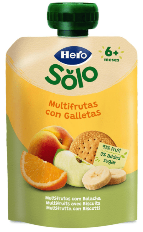Hero Solo Bolsita Multifruta con Galleta +6m 100 gr