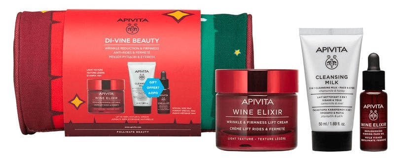 Apivita Wine Elixir Crema Ligera 50 ml + Leche Limpiadora 50 ml + Aceite 10 ml