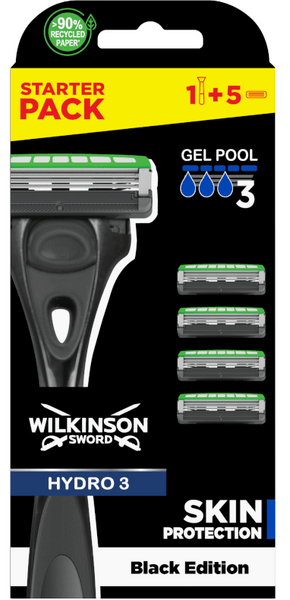Wilkinson Sword Maquinilla Hydro 3 Black Edition + 5 Recambios