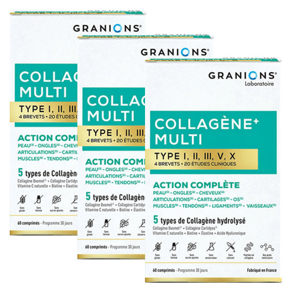 Granions - Multi Collagène + 5 Types de Collagène - 20 études cliniques - Lot de 3