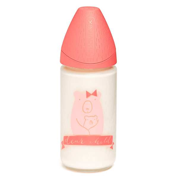 Biberon en Verre Meaningful Life Ours Rose 240ml