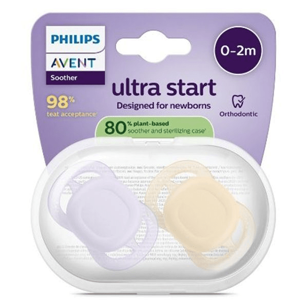 Sucette Ultra Start jour 0-2M Uni Pastelle x2 silicone, sans BPA 2
