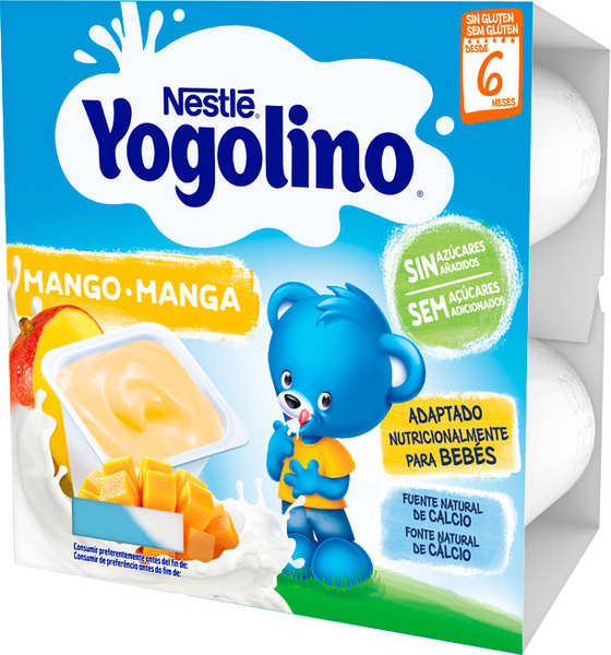 Nestlé Yogolino Tarrinas Mango Sin Azúcar +6m 4x100 Gr