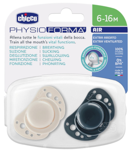 Chicco Chupete Air Sil Azul 6-16m 2 Uds