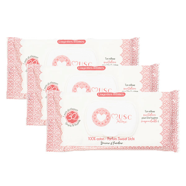 Lingettes Parfumées Sweet Litchi - Lot 3 x 30 Lingettes