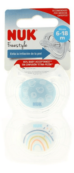 Nuk FreeStyle Chupete Silicona 6-18m Azul y Blanco 2 Uds