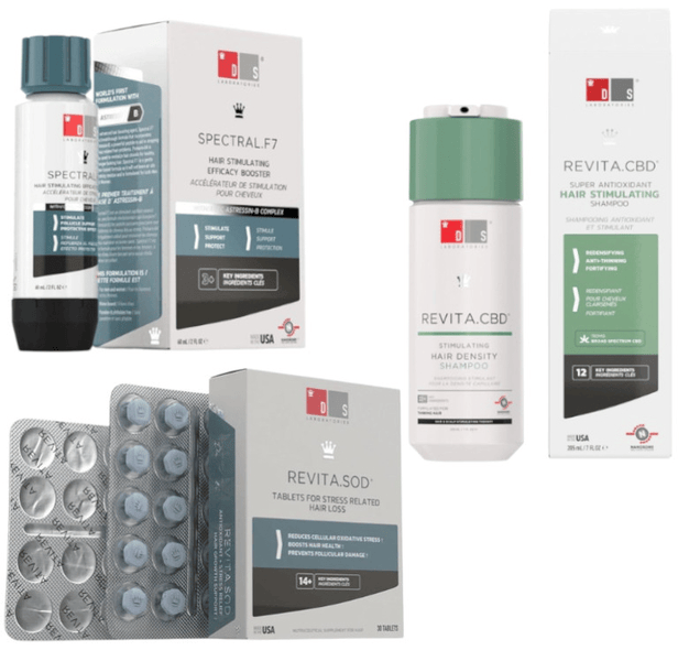 DS.Laboratories Alopecia por Estrés Loción Spectral F7 60 ml + Champú 205 ml + 30 Comprimidos