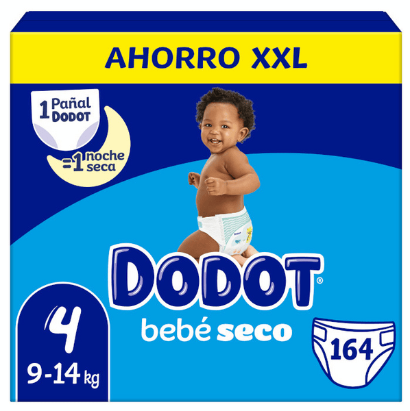 Dodot Pañales Bebé Seco T4 (9-14 Kg) 164 uds