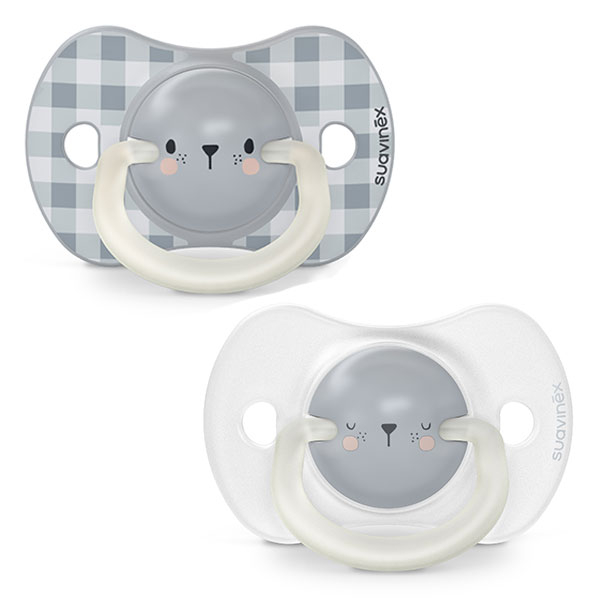 Lot de 2 Sucettes Phosphorescentes Sx Pro 0/6 mois Night&Day Ours