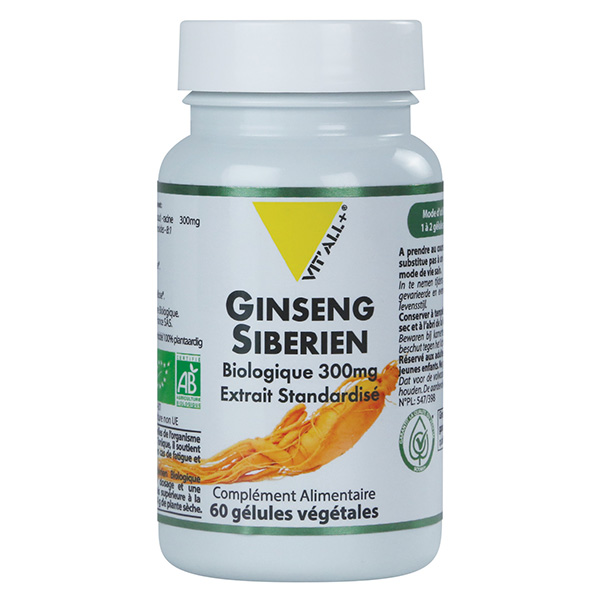 Ginseng Sibérien 300mg Bio 60 gélules végétales