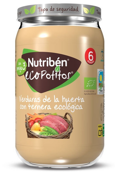 Nutribén EcoPotitos Verduras De La Huerta Con Ternera Ecológica 235g