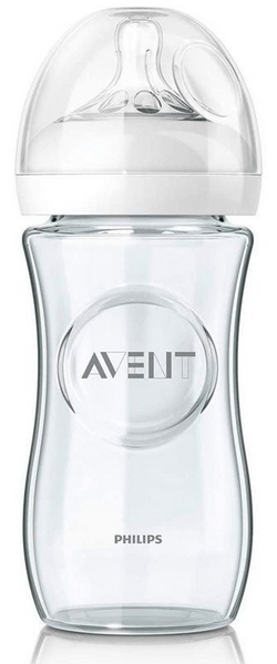 Avent Biberón Natural en Vidrio 2 Agujeros Flujo 1 Lento 240 ml