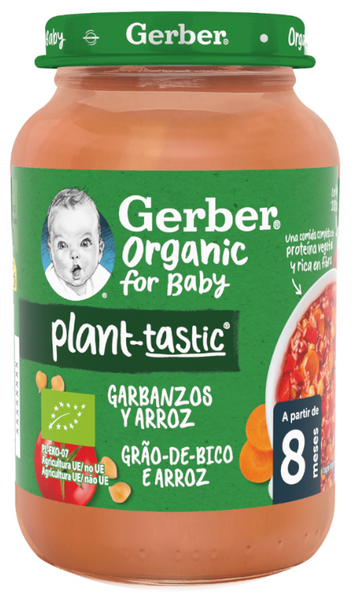 Gerber Organic Plant-tastic Garbanzos Arroz +8m 190 Gr