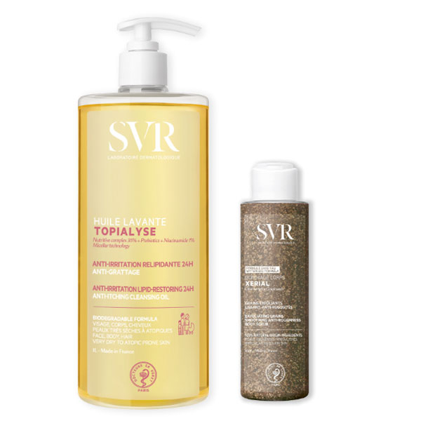 Routine Exfoliante Gommage Xerial 100G + Huile Lavante Topialyse 400ml