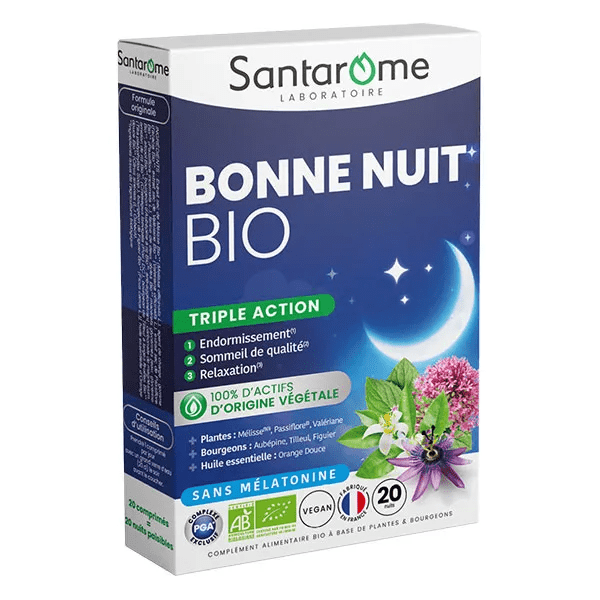 Santarome - Bonne Nuit Bio - Aide à l'endormissement - 20 comprimés 2