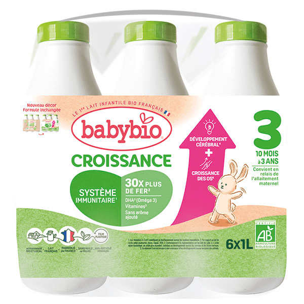 Lait Croissance Lait de Vache 3ème Âge Bio 6 x 1L