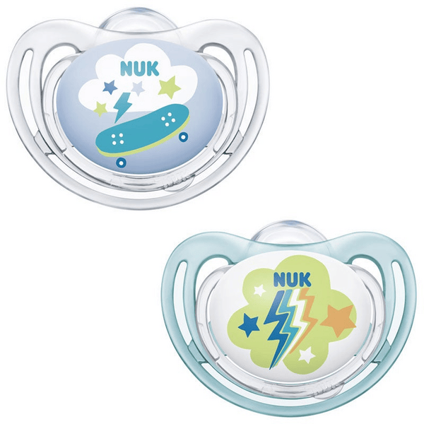 Nuk Freestyle Chupetes Silicona 6-18m Azul y Transparente 2 uds