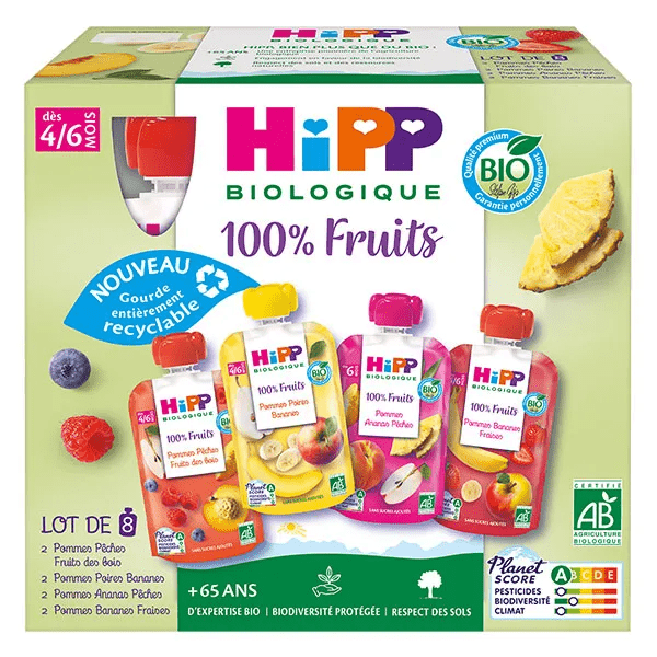 Gourdes Multipack 4 variétés dès 4/6 mois 8x90g 3