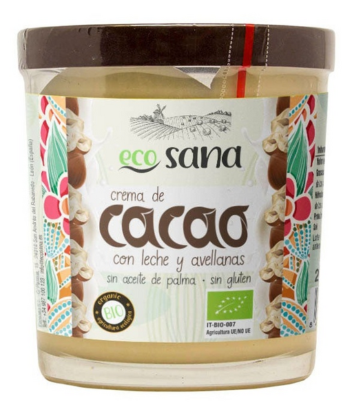Ecosana Crema de Cacao, Leche y Avellanas 200 gr