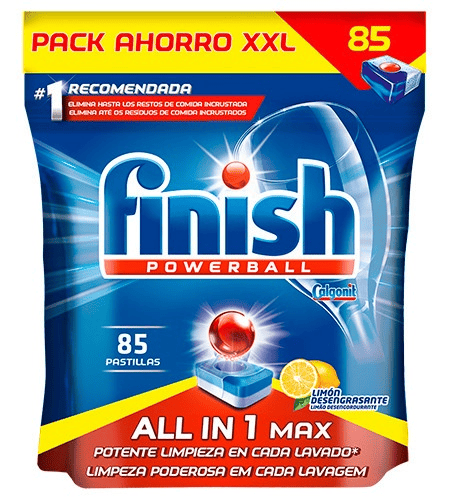 Finish All in 1 Max Pastillas para Lavavajillas Limón Desengrasante 85 uds