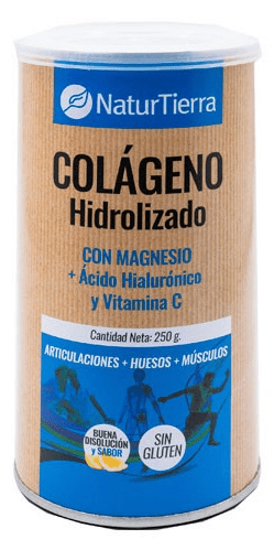 Naturtierra Colágeno Hidrolizado Con Magnesio + Ácido Hialurónico Y Vitamina C 250 Gr