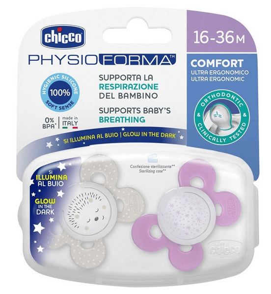 Chicco Chupete Physio Comfort Night 16-36m Niña 2uds