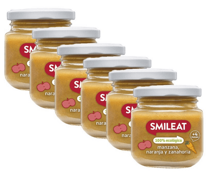 Smileat Tarrito de Manzana y Naranja 100% Ecológico 6x130 gr