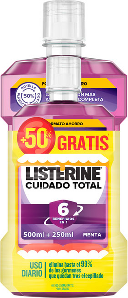 Listerine Cuidado Total Menta Enjuague Bucal 500ml + 250 Ml