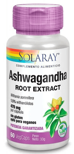 Solaray Ashwagandha 470mg 60 Cápsulas Vegetales