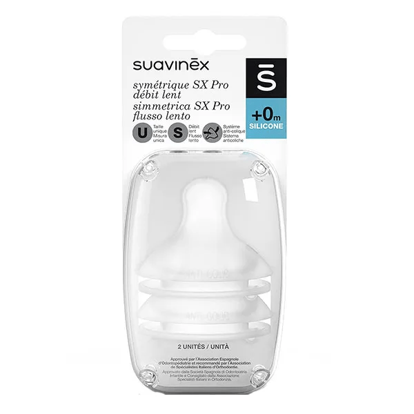 Tétines Symétriques SX Pro Silicone Débit S 0 mois+ Lot de 2 2