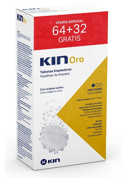 Kin Oro Tabletas Limpiadoras 64 + Gratis 32 Tabletas