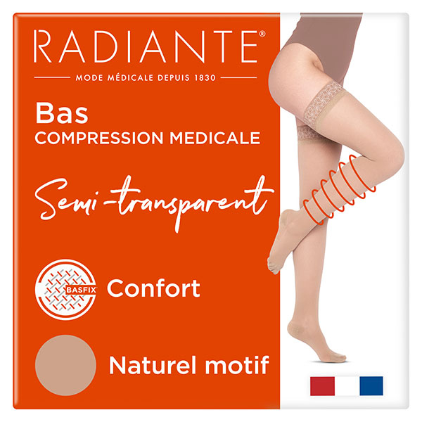 Bas de compression Semi-transparent Naturel motif MicroVoile Taille 3 Classe 2