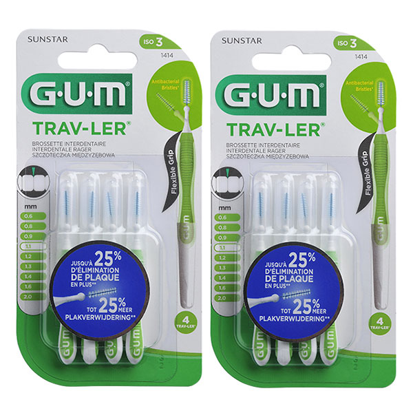 Brossette Interdentaire Trav Ler 1,1mm 4 unités Lot de 2