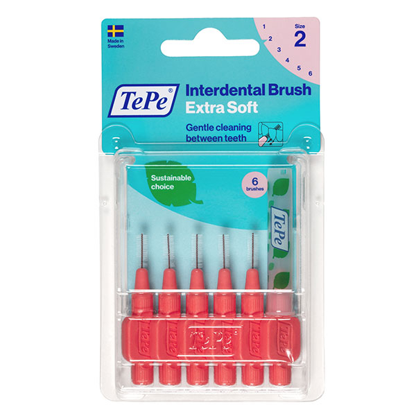 Brossette Interdentaire Extra Souple Eco-Responsable Rouge Pastel ISO 2 / 0.5mm 6 brossettes