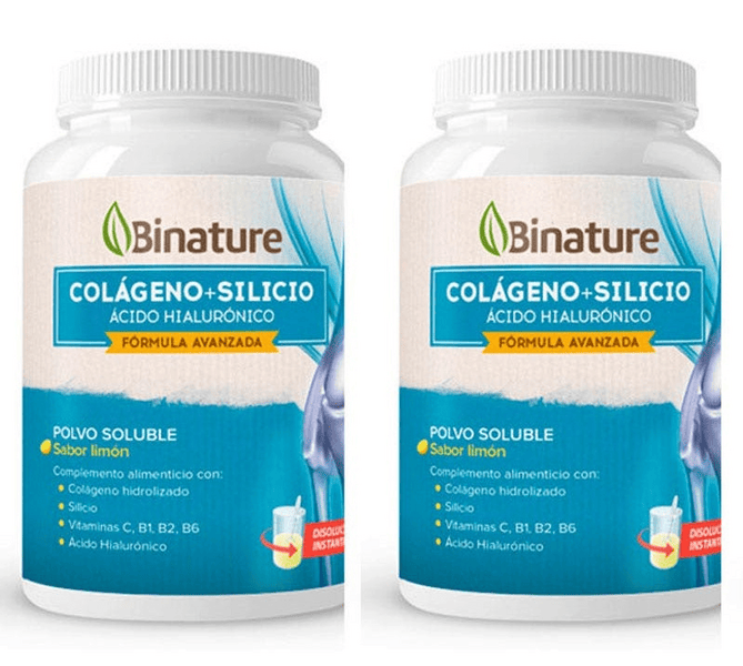 Binature Colágeno, Silicio y Ácido Hialurónico Bote Limón 2x368 gr